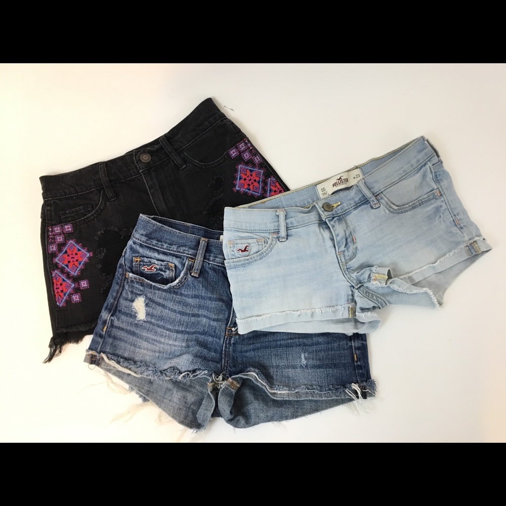 Hollister jean shorts lot of 3 distressed 00